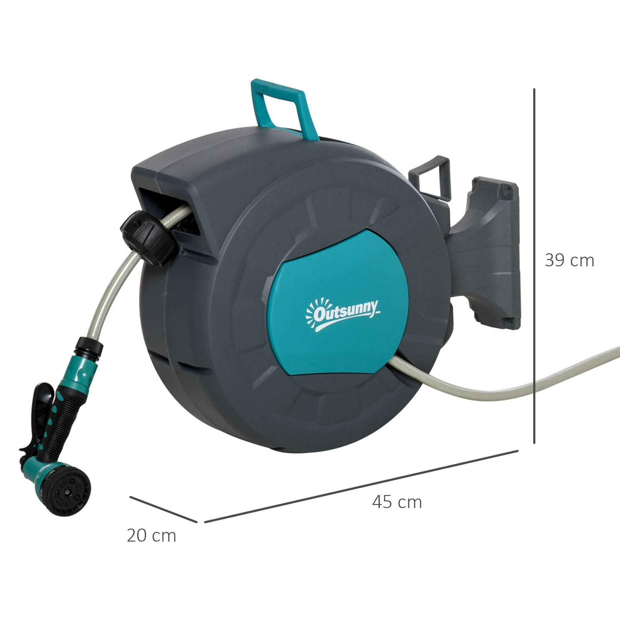 ComfortXL - Enrouleur tuyau arrosage automatique plastique turquoise 15 + 1,4 m mural pivotant 180° - ComfortXL Outdoor Living - Image 4