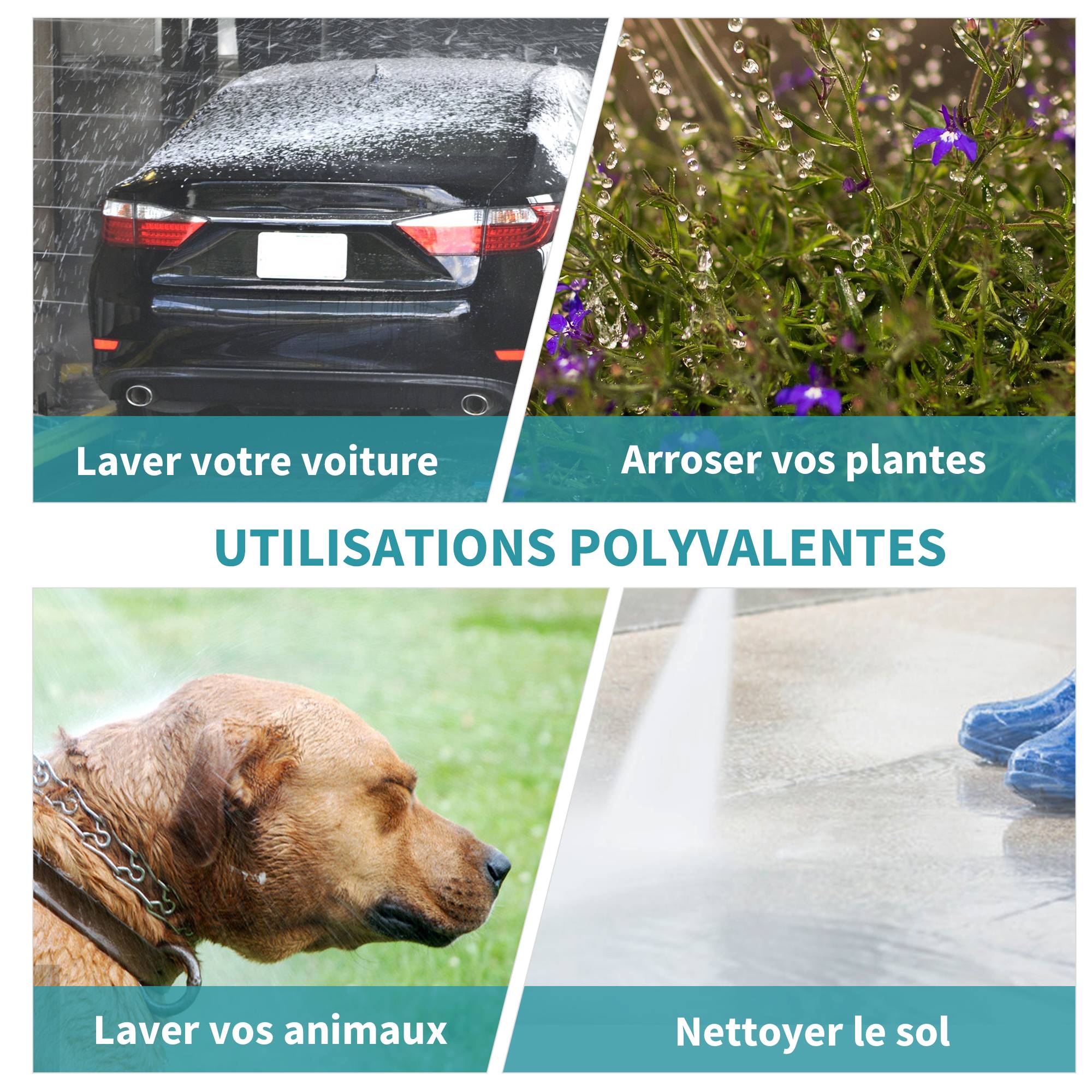 ComfortXL - Enrouleur tuyau arrosage automatique plastique turquoise 15 + 1,4 m mural pivotant 180° - ComfortXL Outdoor Living - Image 8