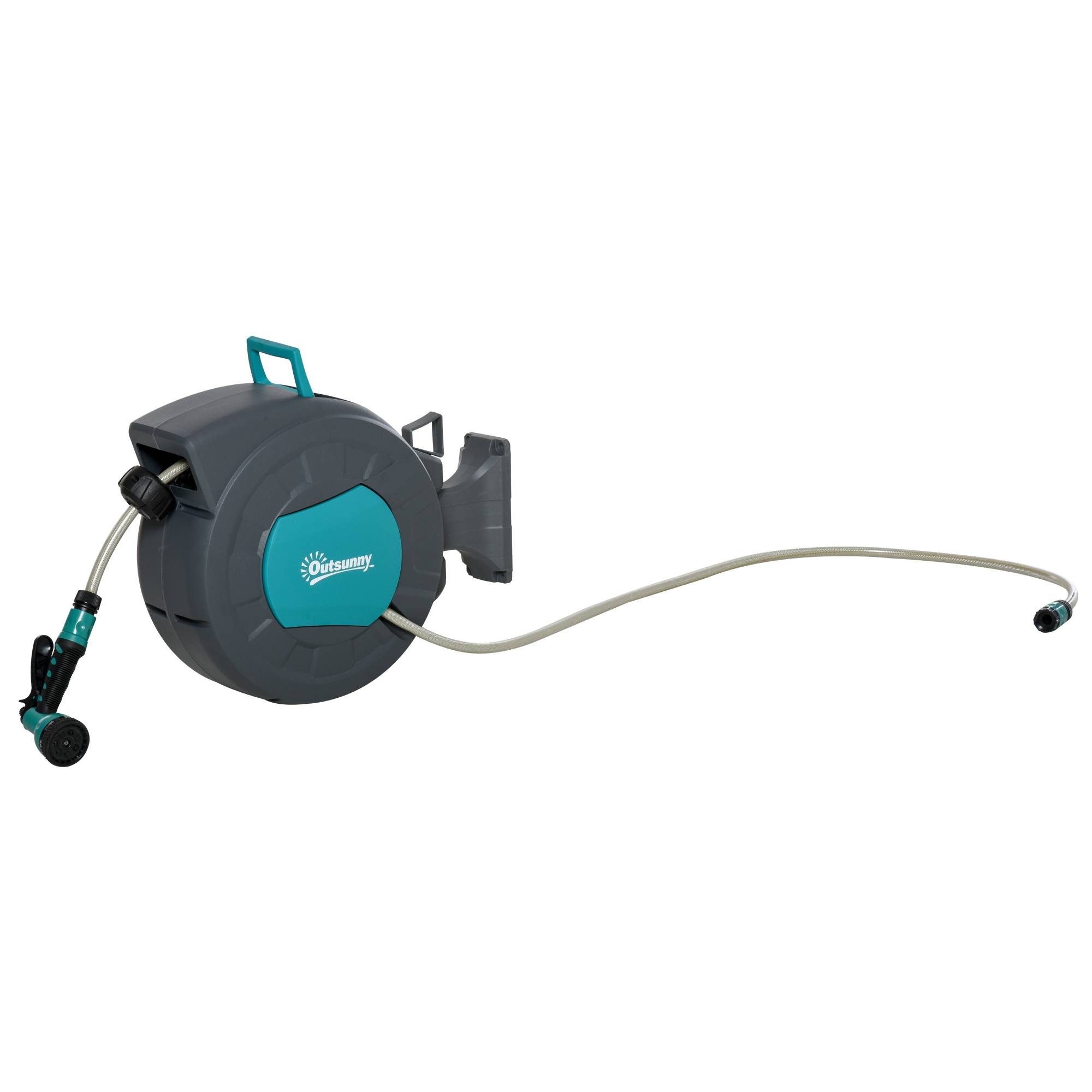 ComfortXL - Enrouleur tuyau arrosage automatique plastique turquoise 15 + 1,4 m mural pivotant 180° - ComfortXL Outdoor Living - Image 1