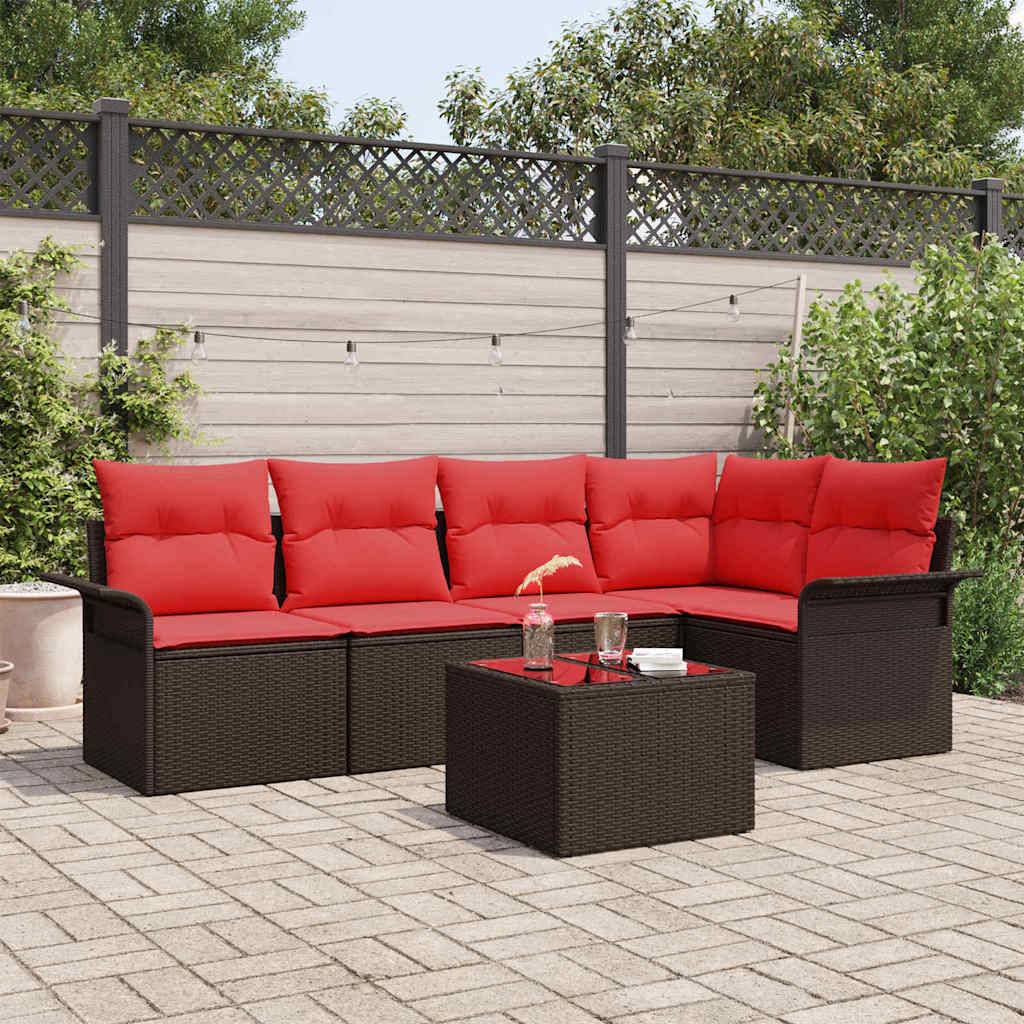 Vidaxl - Ensemble de canapé de jardin 6 pcs Marron polyrotin vidaXL 3345374 - Image 1