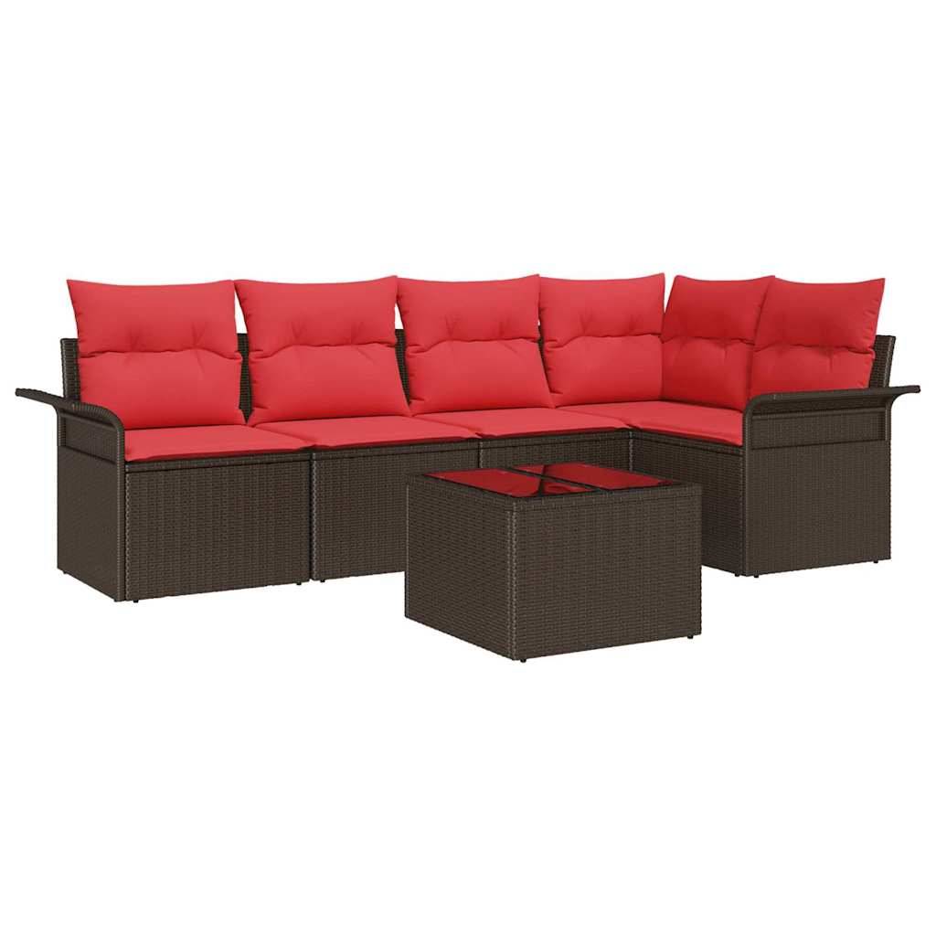 Vidaxl - Ensemble de canapé de jardin 6 pcs Marron polyrotin vidaXL 3345374 - Image 2