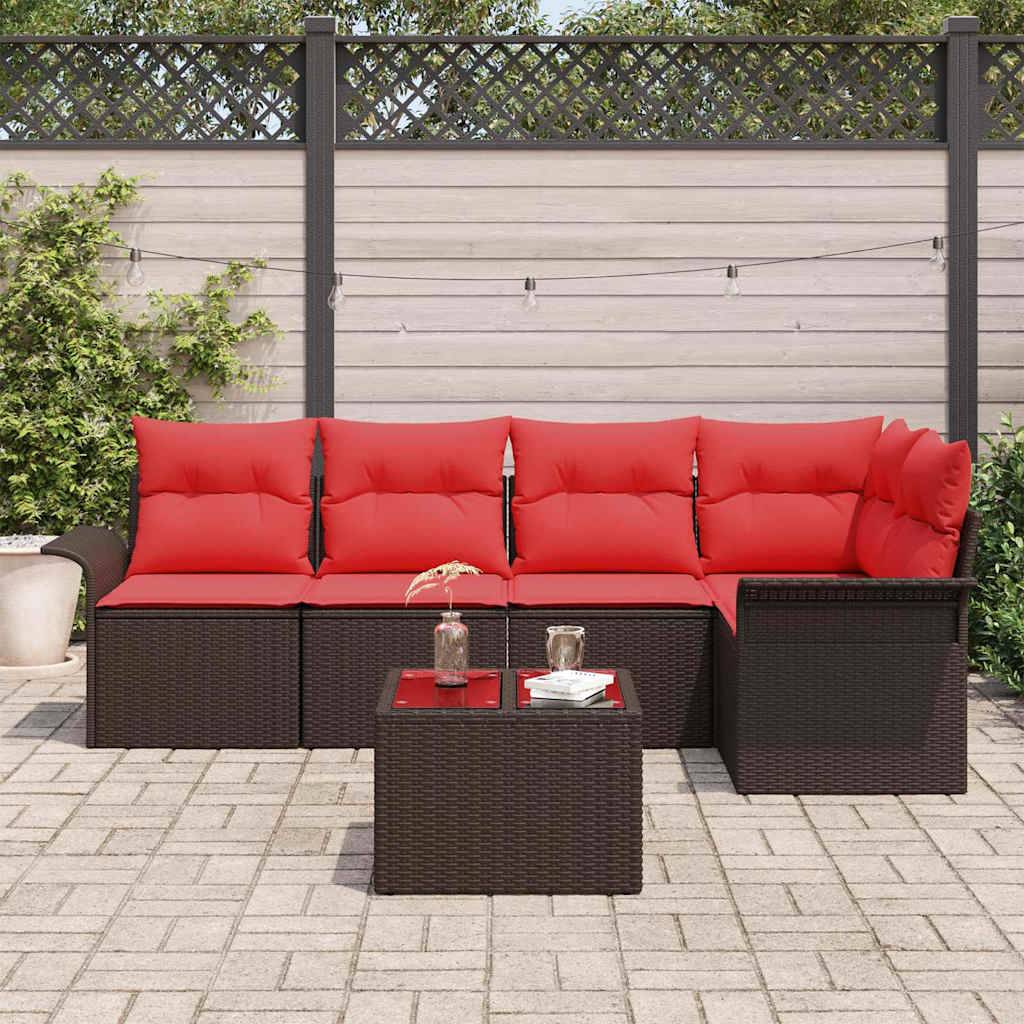 Vidaxl - Ensemble de canapé de jardin 6 pcs Marron polyrotin vidaXL 3345374 - Image 4