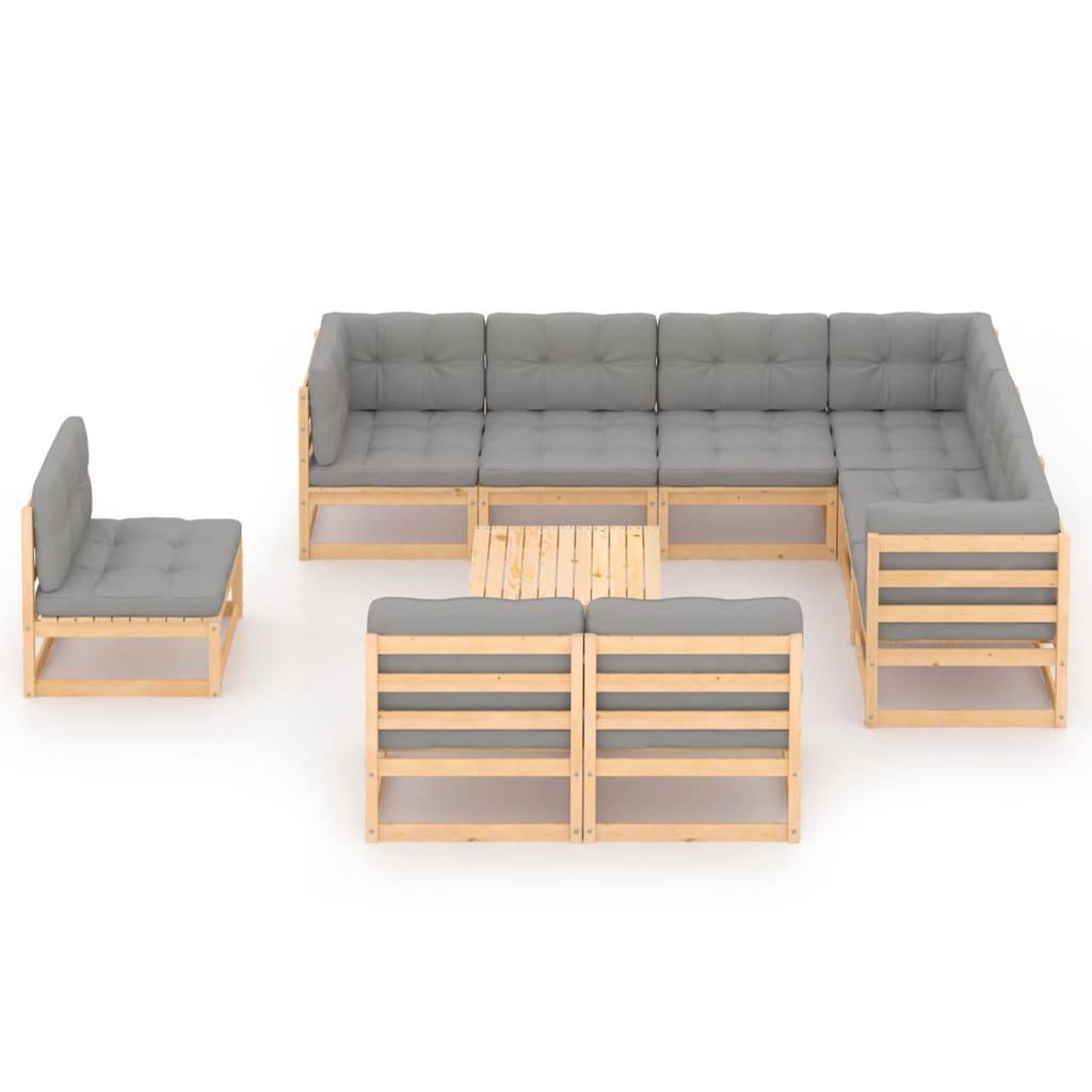 Helloshop26 - Salon de jardin meuble d'extérieur ensemble de mobilier 10 pièces avec coussins bois de pin massif - Image 2