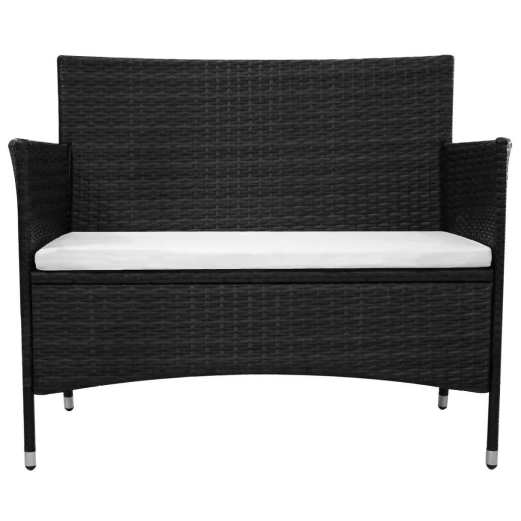 Maison Chic - Banc de jardin - Banc d'extérieur - Banquette 90 cm Résine tressée Noir - Image 3
