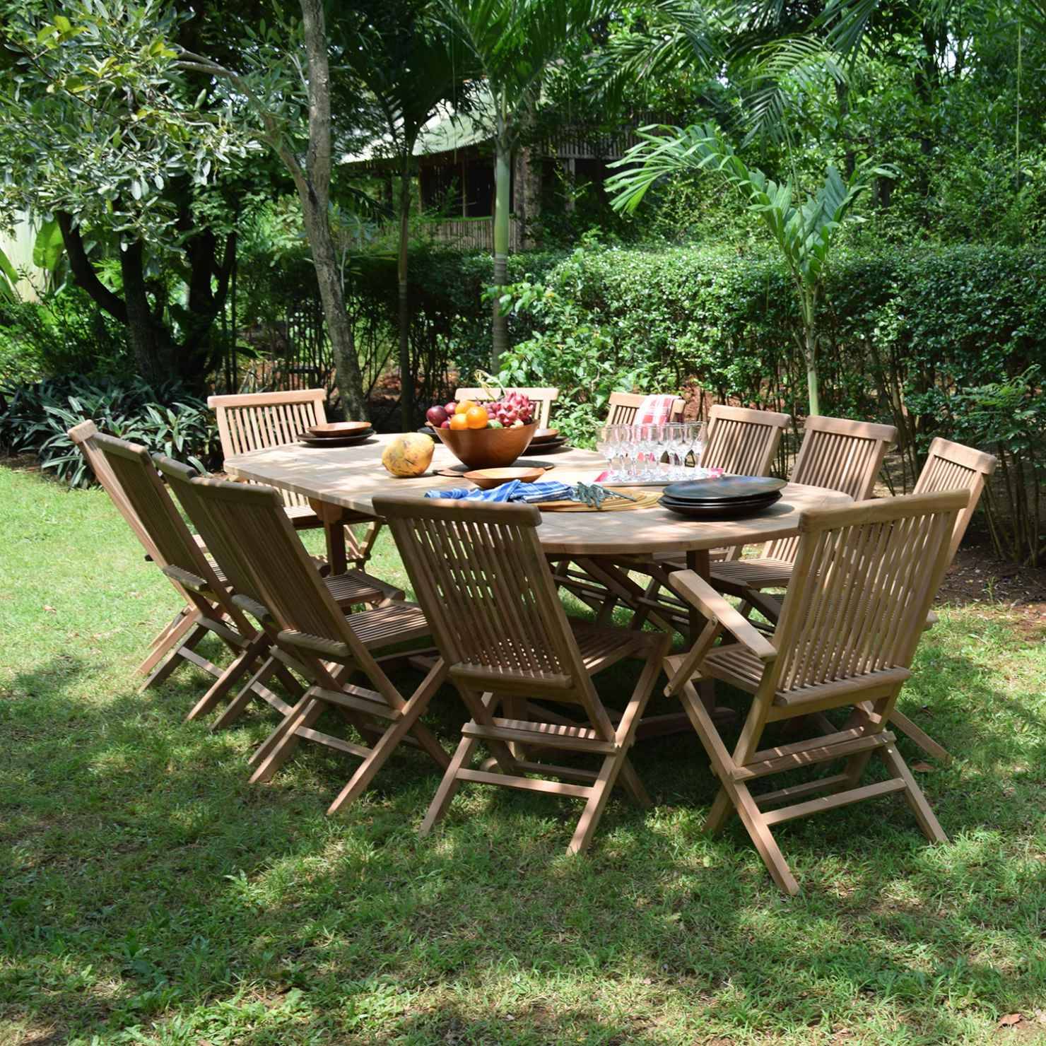 Salon de jardin Miami 12–14 places teck massif extensible – Teck’Attitude - Image 2