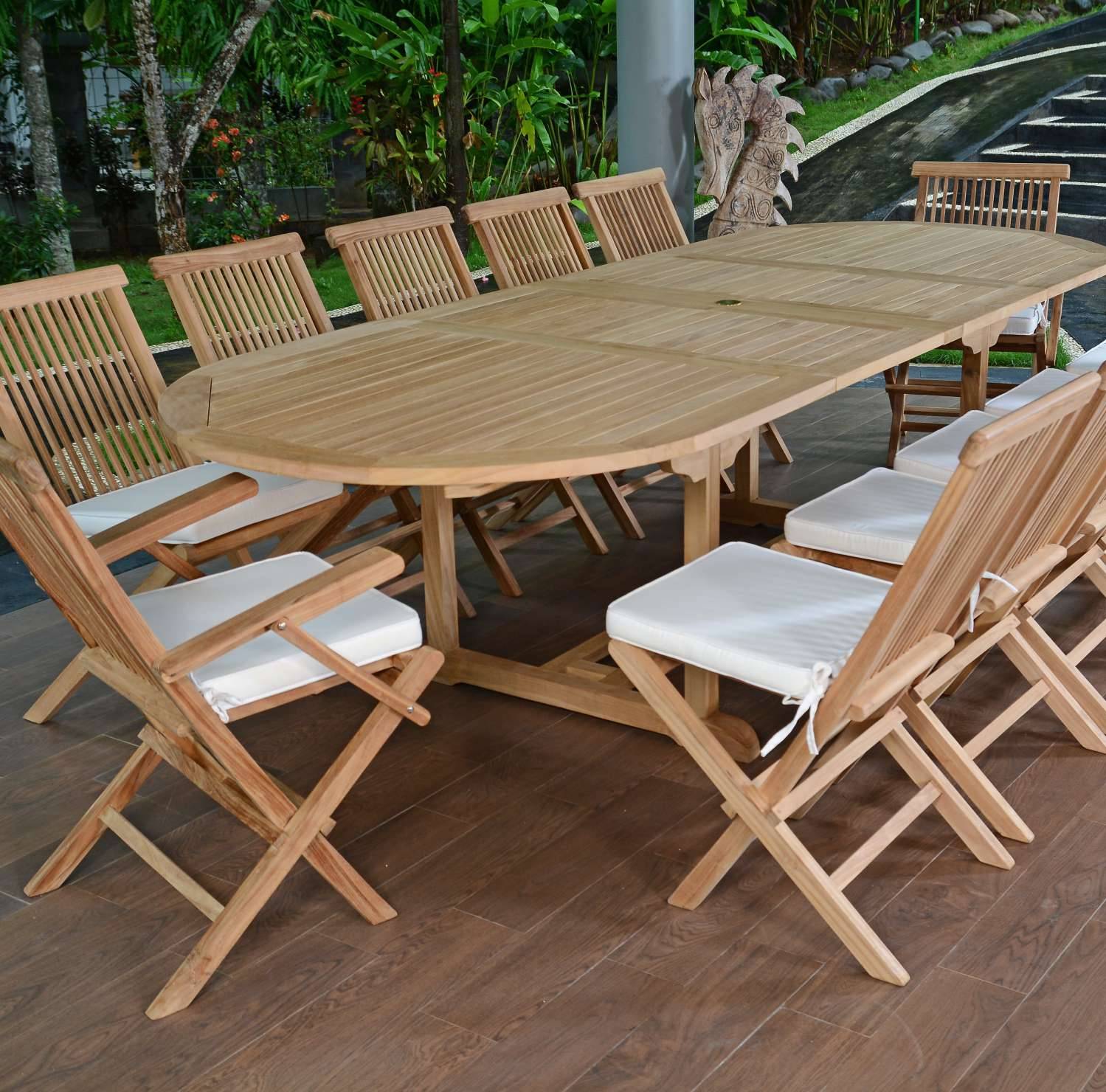Salon de jardin Miami 12–14 places teck massif extensible – Teck’Attitude - Image 1