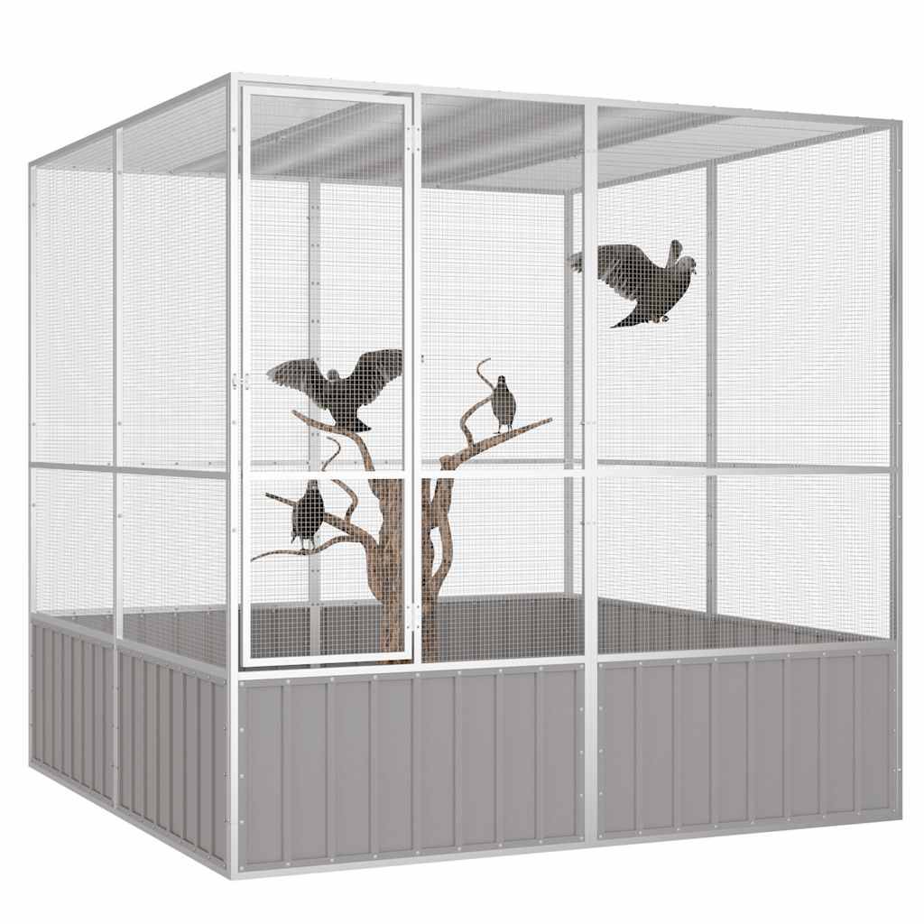 Vidaxl - Cage à oiseaux Gris 213,5x217,5x211,5 cm Acier galvanisé vidaXL 171552 - Image 2