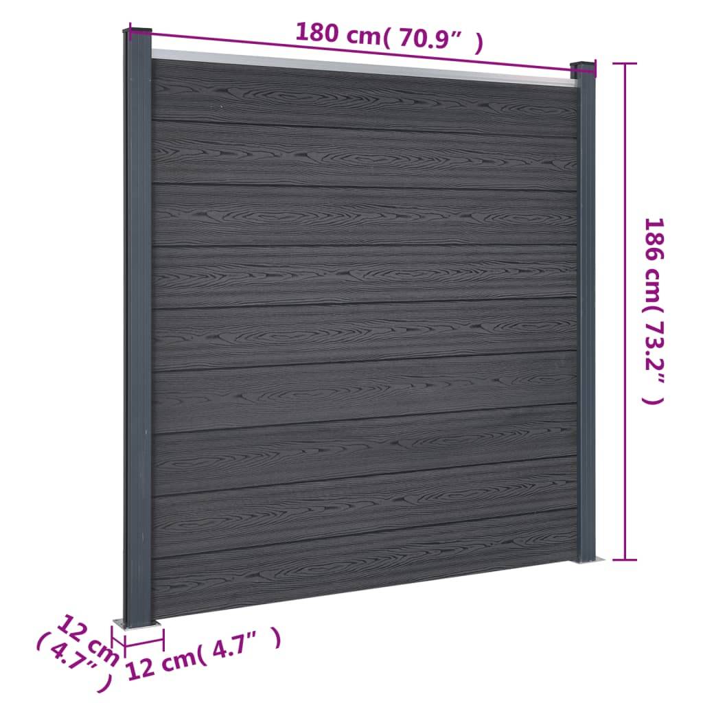 Ensemble de panneaux de clôture WPC gris 180 x 186 cm - PANGIVO - Image 10