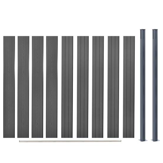 Ensemble de panneaux de clôture WPC gris 180 x 186 cm - PANGIVO - Image 7