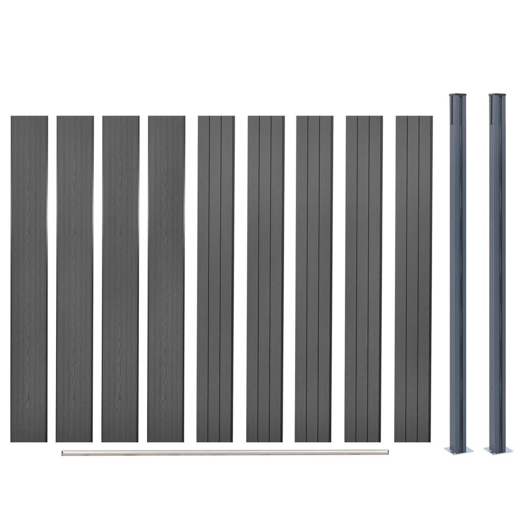Ensemble de panneaux de clôture WPC gris 180 x 186 cm - PANGIVO - Image 7