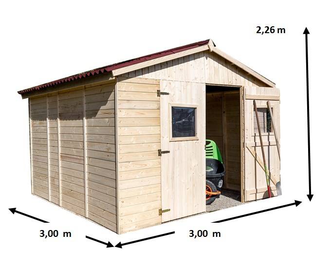 Habrita - Abri Panneau bois massif sans plancher / 16 mm / surface extérieure : 9,00 m2 / toiture plaques ondulées plus grande longévité - Image 4