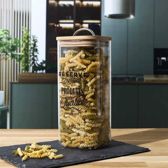 Bocal de 1,5L en verre avec couvercle en bambou style bistrot - - Image 2