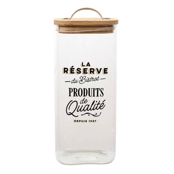 Bocal de 1,5L en verre avec couvercle en bambou style bistrot - - Image 1