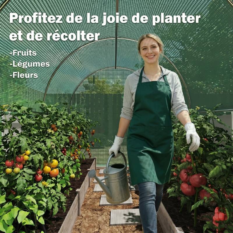 ComfortXL - Serre tunnel de jardin acier galvanisé bâche PE verte 3,95 x 1,95 x 1,90 m 6 fenêtres - ComfortXL Outdoor Living - Image 8
