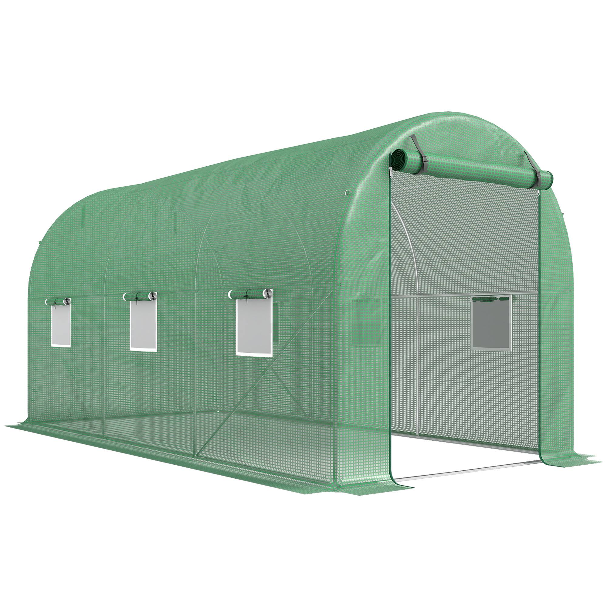 ComfortXL - Serre tunnel de jardin acier galvanisé bâche PE verte 3,95 x 1,95 x 1,90 m 6 fenêtres - ComfortXL Outdoor Living - Image 2