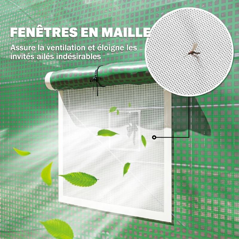 ComfortXL - Serre tunnel de jardin acier galvanisé bâche PE verte 3,95 x 1,95 x 1,90 m 6 fenêtres - ComfortXL Outdoor Living - Image 6