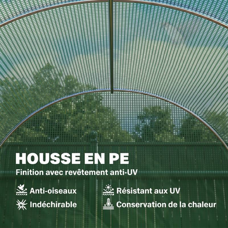 ComfortXL - Serre tunnel de jardin acier galvanisé bâche PE verte 3,95 x 1,95 x 1,90 m 6 fenêtres - ComfortXL Outdoor Living - Image 4