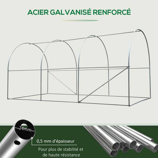 ComfortXL - Serre tunnel de jardin acier galvanisé bâche PE verte 3,95 x 1,95 x 1,90 m 6 fenêtres - ComfortXL Outdoor Living - Image 10