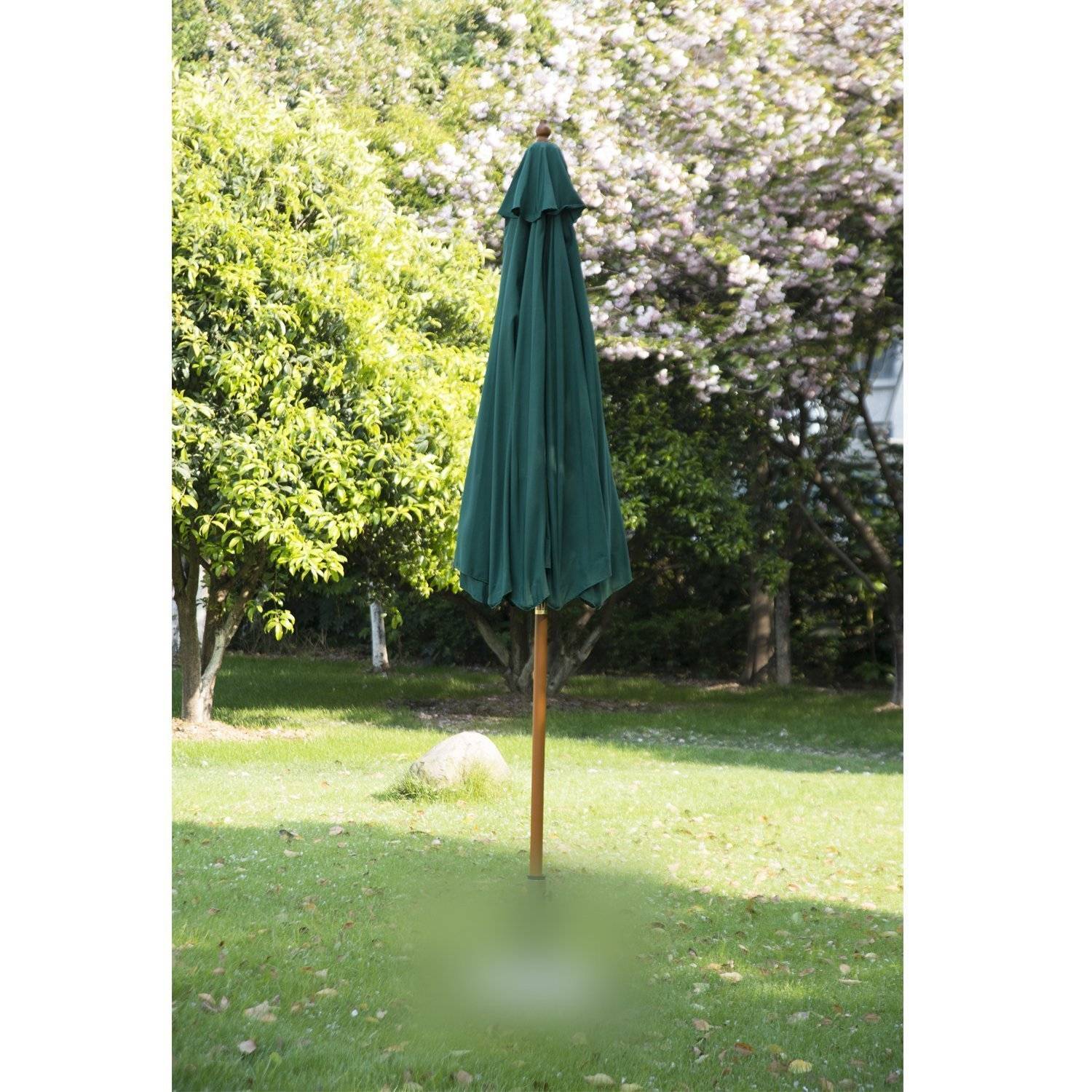 ComfortXL - Parasol droit en bois pour jardin et terrasse protection UV 270x270cm vert foncé - ComfortXL Outdoor Living - Image 6