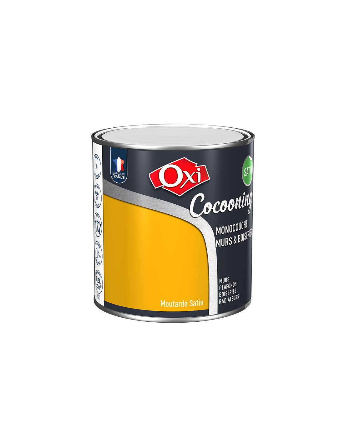 Oxi - Peinture Oxi Cocooning Moutarde Satin Peinture Murs Et Boiseries, Finition Satinée Moutarde - Oxi