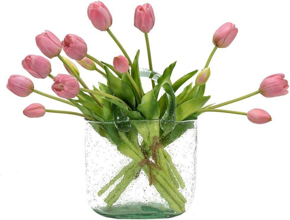 Bouquet de 10 Tulipes Artificielles Rose - Matière PU Souple et Réaliste - Décoration Élégante - Lytech - Image 3