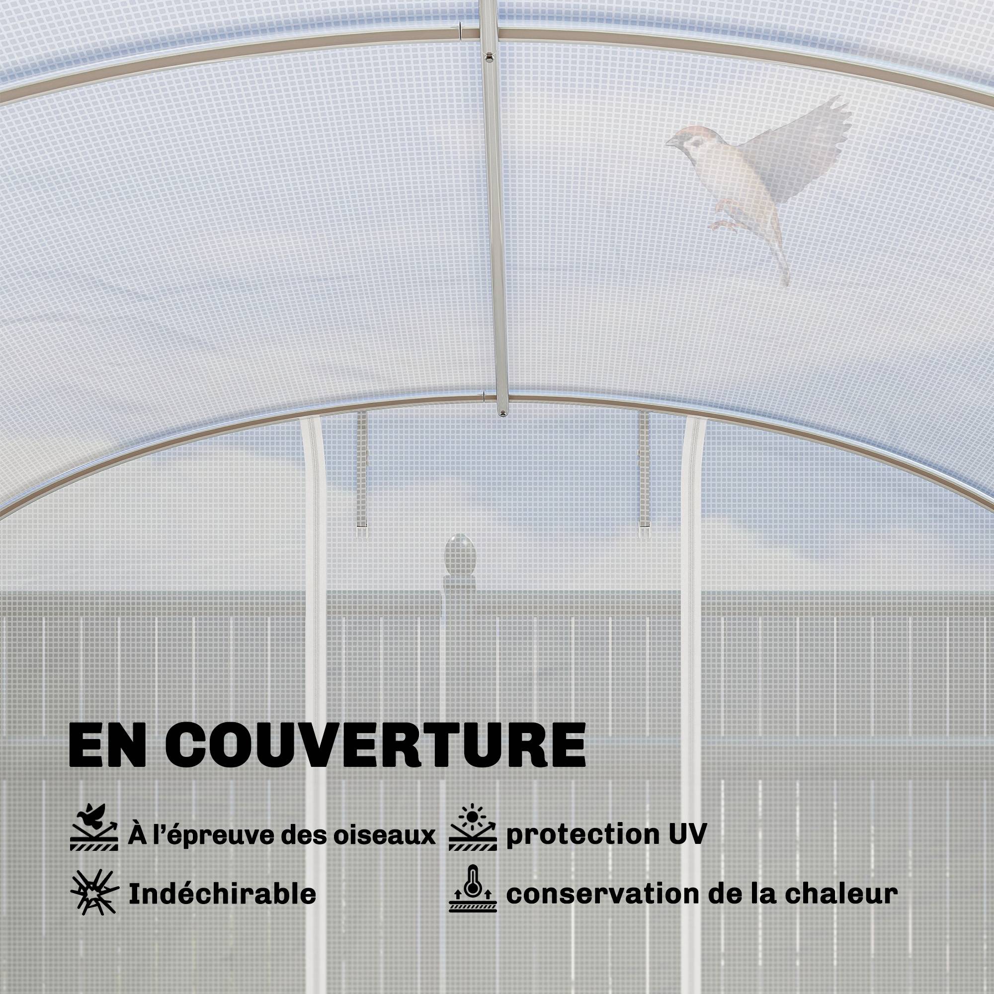 Maison Chic - Serre tunnel de jardin 24m², serre de jardin tunnel avec cadre en acier galvanisé, portes et 2 grandes fenêtres, blanc - Image 6