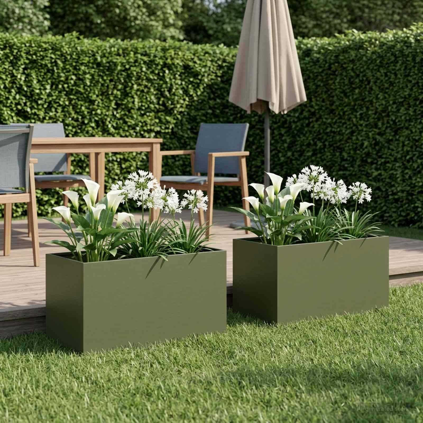 Vidaxl - Cache-pot de jardin 2 pc Vert olive 100 x 50 x 50 cm vidaXL 8005281 - Image 1