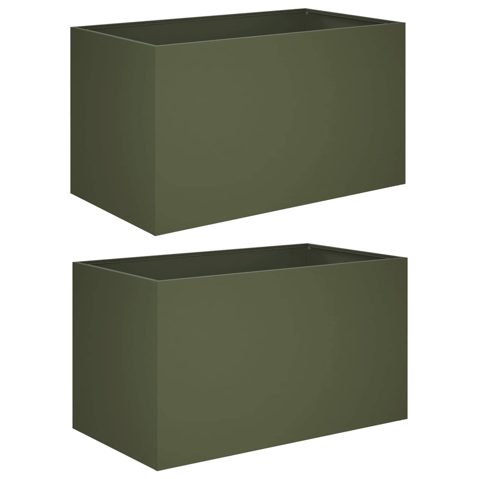 Vidaxl - Cache-pot de jardin 2 pc Vert olive 100 x 50 x 50 cm vidaXL 8005281 - Image 2