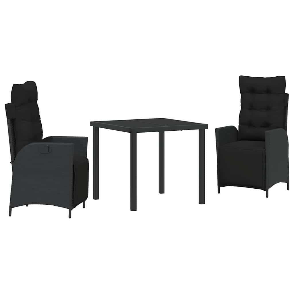 Ensemble de salle à manger pour jardin 3 pcs | Mobilier d'extérieur Noir polyrotin Maison Chic