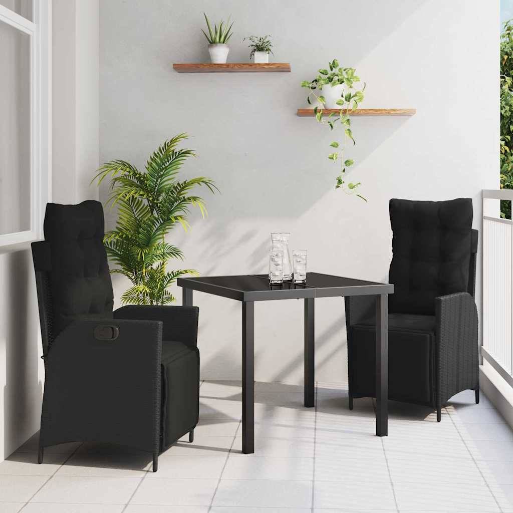 Ensemble de salle à manger pour jardin 3 pcs | Mobilier d'extérieur Noir polyrotin Maison Chic - Image 2