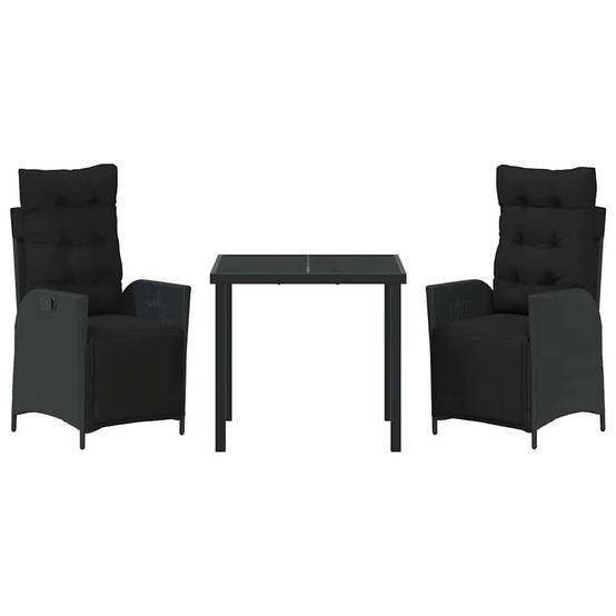 Ensemble de salle à manger pour jardin 3 pcs | Mobilier d'extérieur Noir polyrotin Maison Chic - Image 7