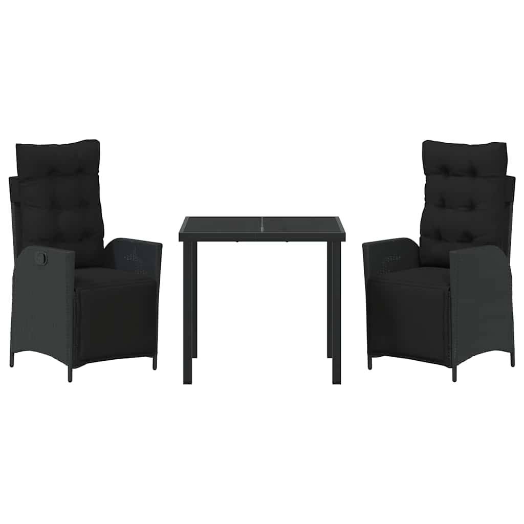 Ensemble de salle à manger pour jardin 3 pcs | Mobilier d'extérieur Noir polyrotin Maison Chic - Image 7