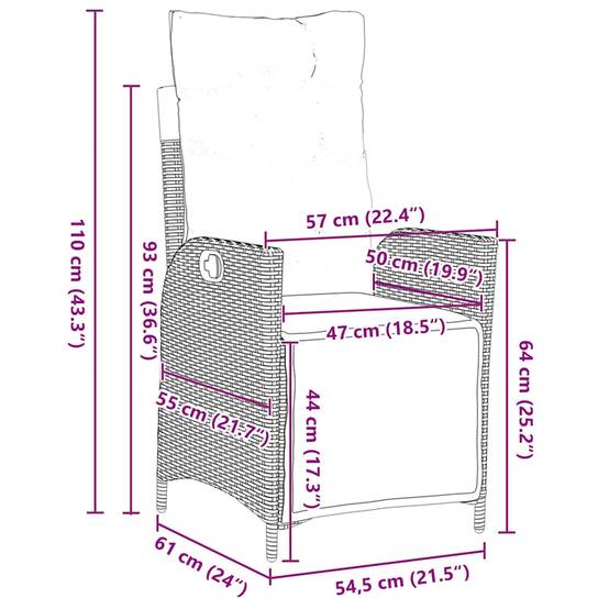 Ensemble de salle à manger pour jardin 3 pcs | Mobilier d'extérieur Noir polyrotin Maison Chic - Image 8