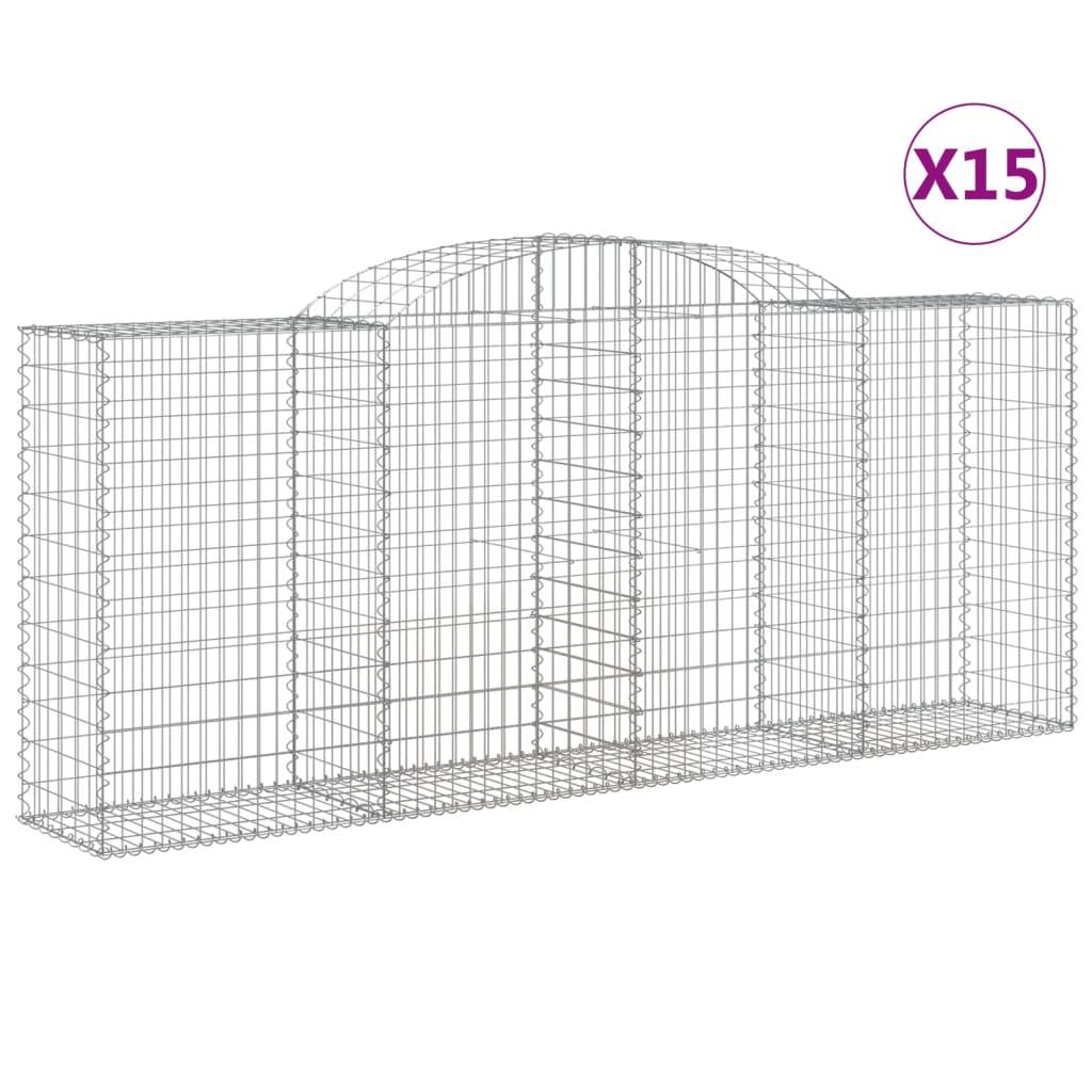 Vidaxl - Paniers à gabions arqués 15 pcs 300x50x120/140 cm fer galvanisé vidaXL 3146731 - Image 2