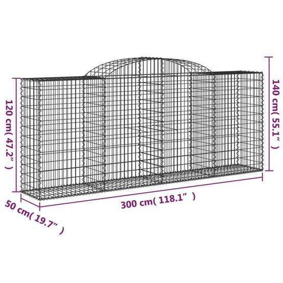 Vidaxl - Paniers à gabions arqués 15 pcs 300x50x120/140 cm fer galvanisé vidaXL 3146731 - Image 3