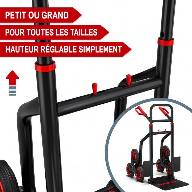 Diable pliable Chariot de transport charge max.150kg monte escalier cadre en acier - Image 5