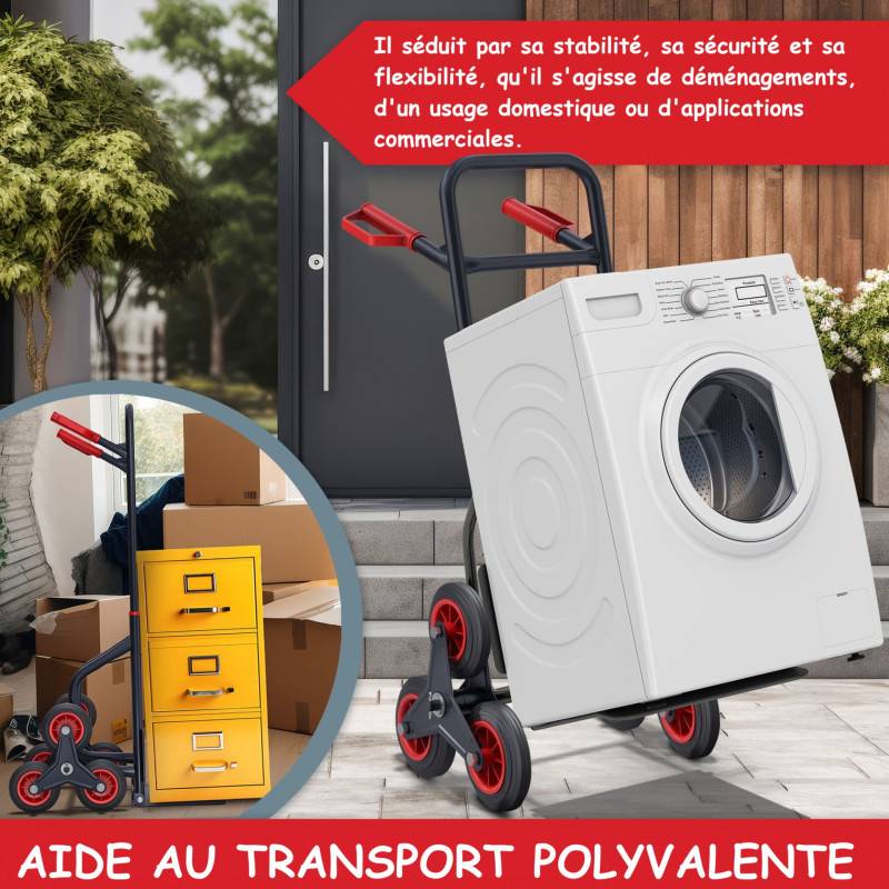Diable pliable Chariot de transport charge max.150kg monte escalier cadre en acier - Image 3