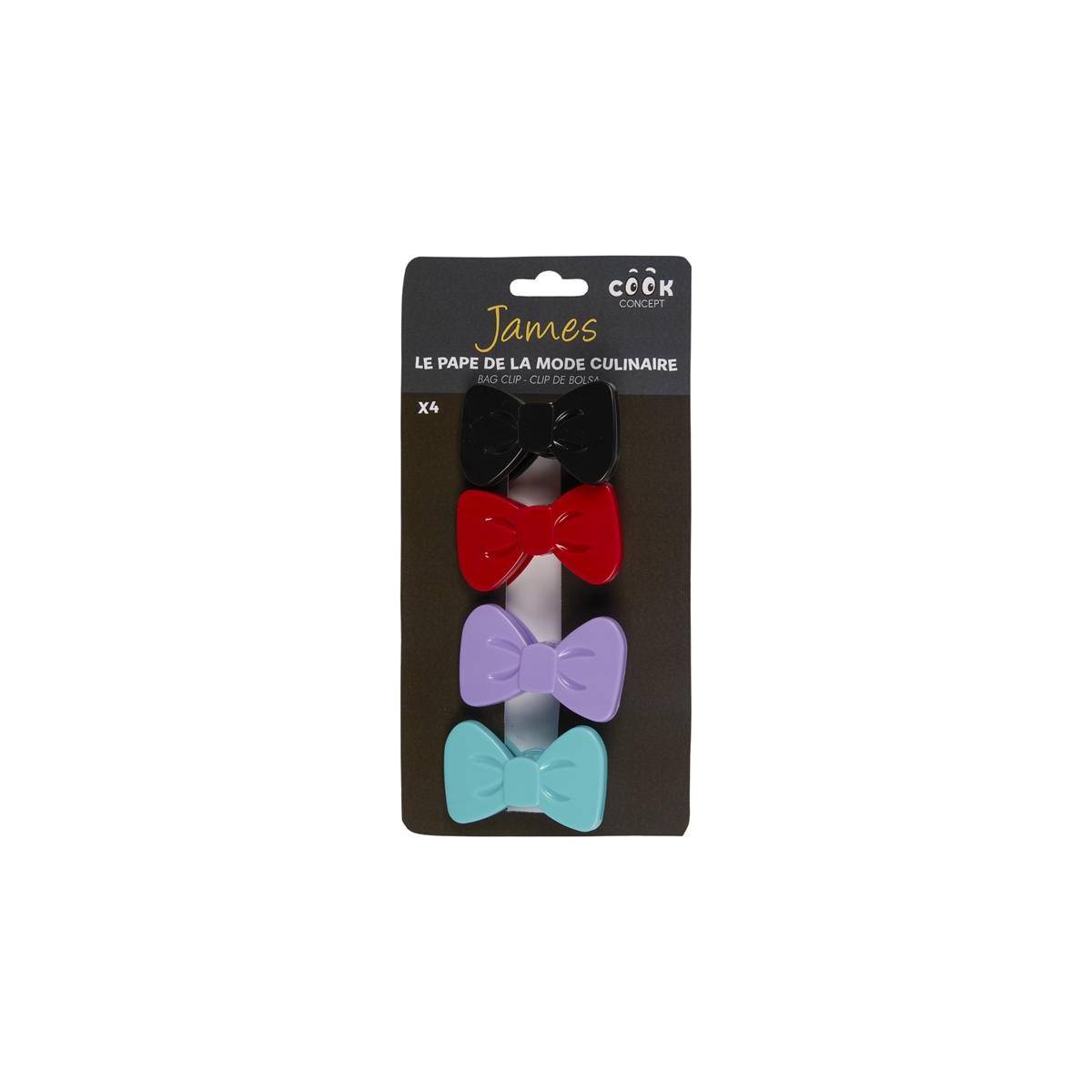 Cook Concept - Lot de 4 Pinces à Sachet "Nœud" 7cm Multicolore - Image 8