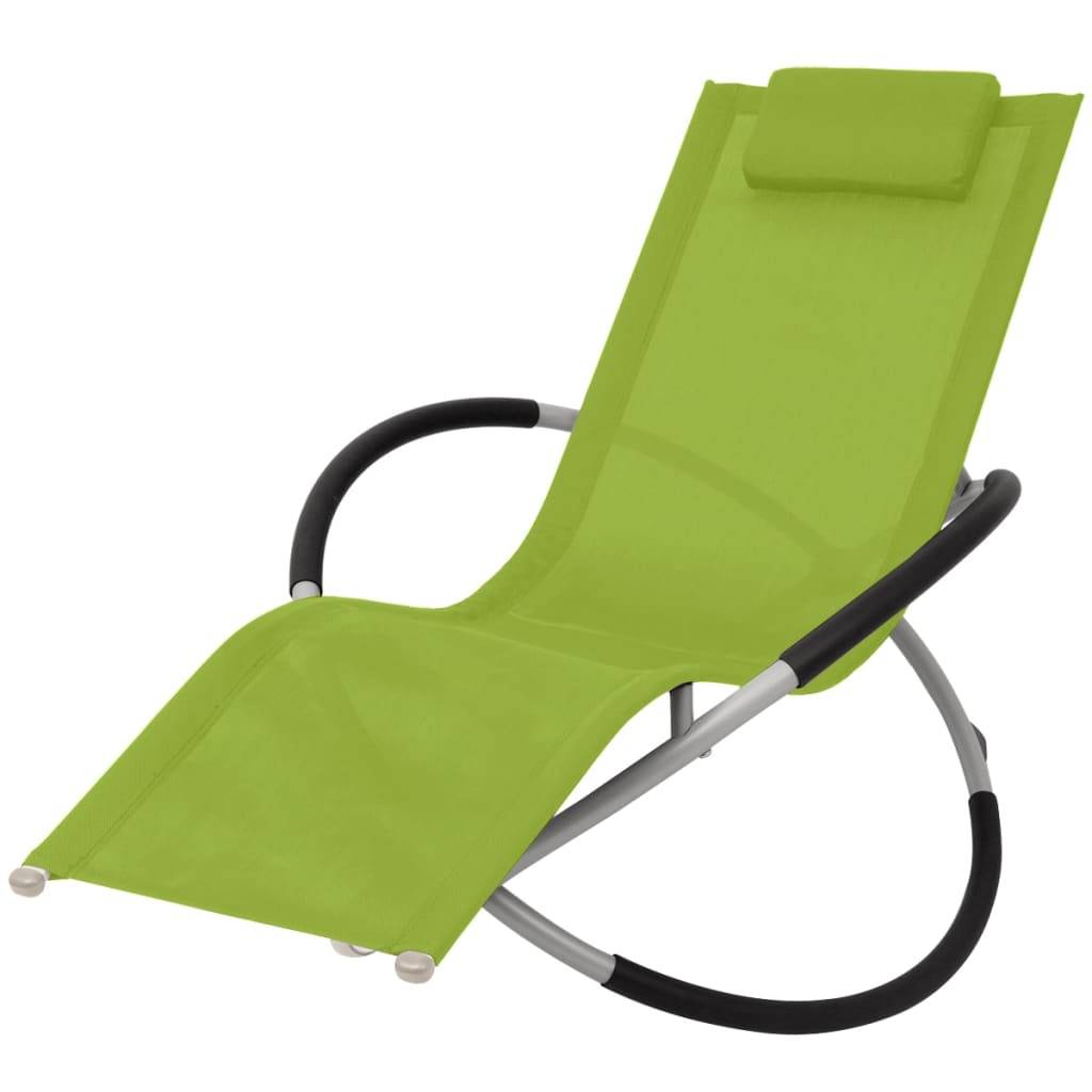 Helloshop26 - Transat chaise longue bain de soleil lit de jardin terrasse meuble d'extérieur géométrique d'extérieur acier vert - Image 1