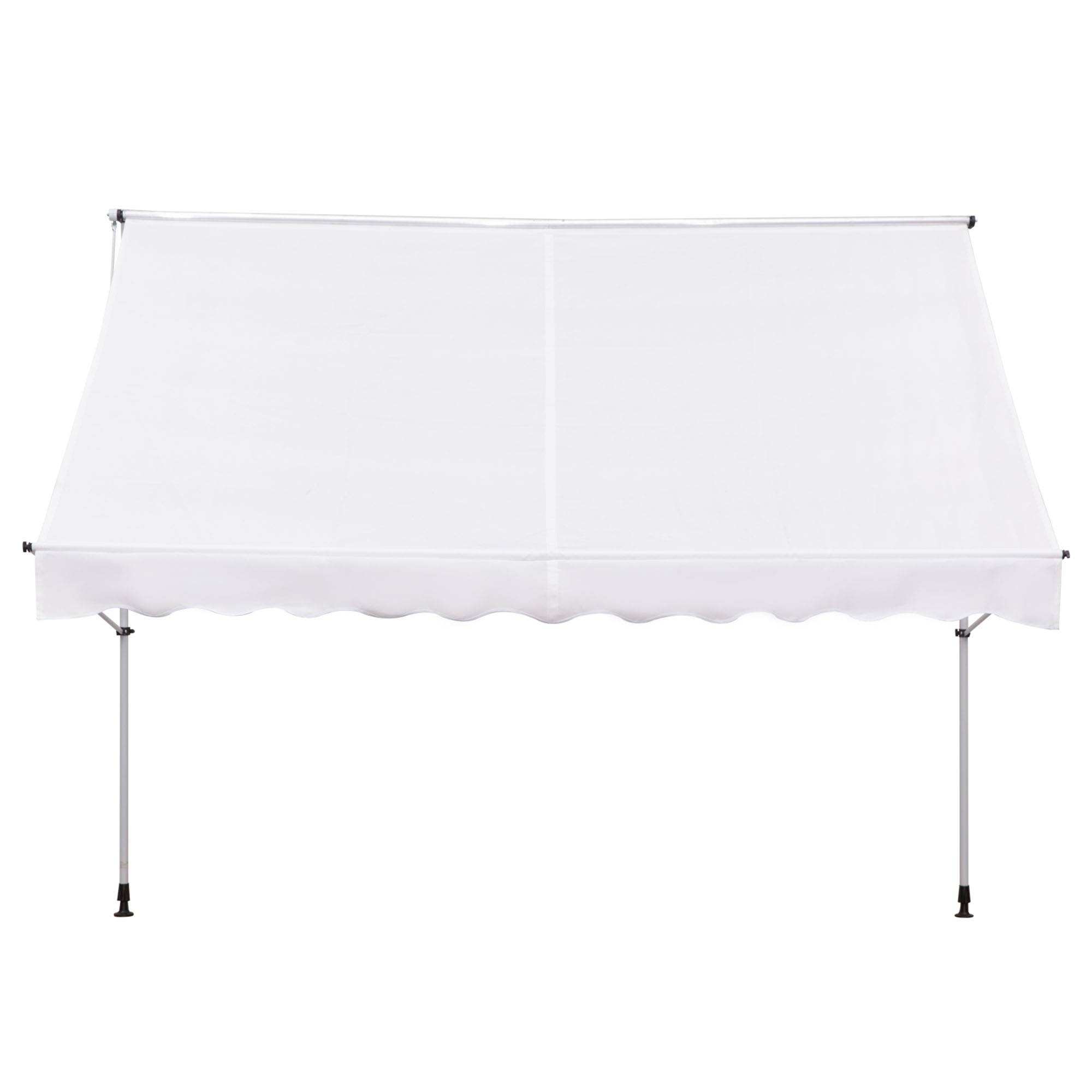 Store banne rétractable manuelle 300 x 150 x 170-280 cm avec hauteur réglable, manivelle et protection solaire pour terrasse, blanc - Image 2
