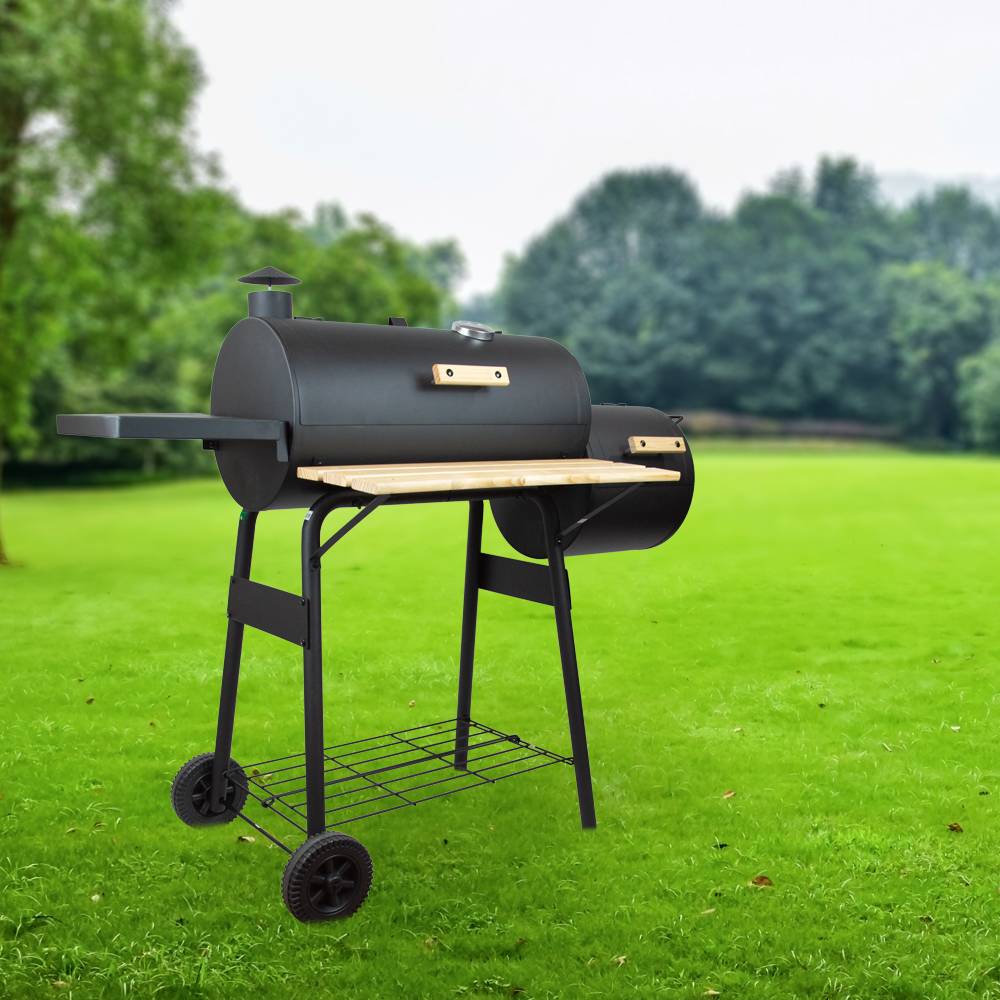 Elem Garden Technic - Barbecue charbon de bois, fumoir avec roues et thermomètre, surface de cuisson 59x25.5cm - Image 5