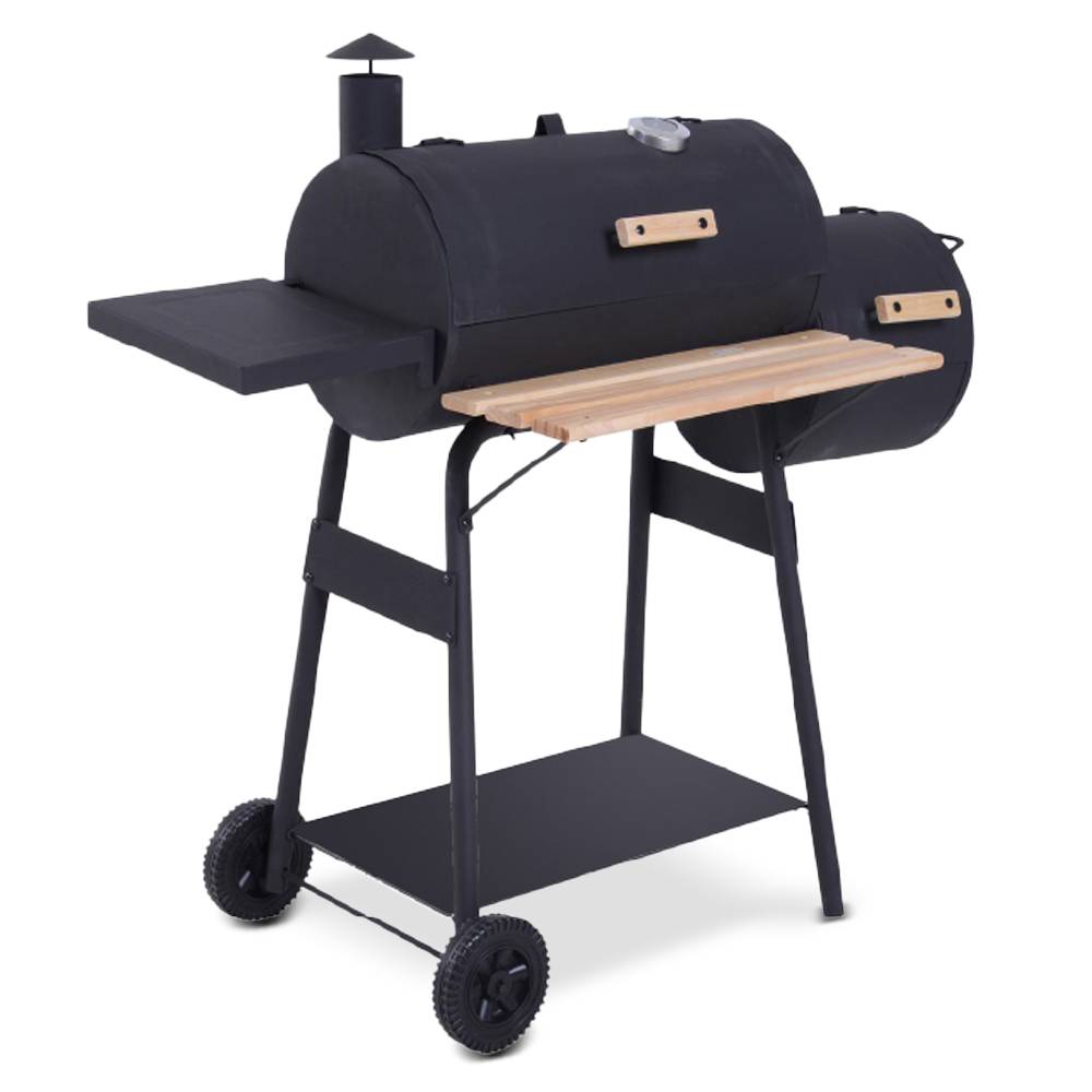 Elem Garden Technic - Barbecue charbon de bois, fumoir avec roues et thermomètre, surface de cuisson 59x25.5cm - Image 1