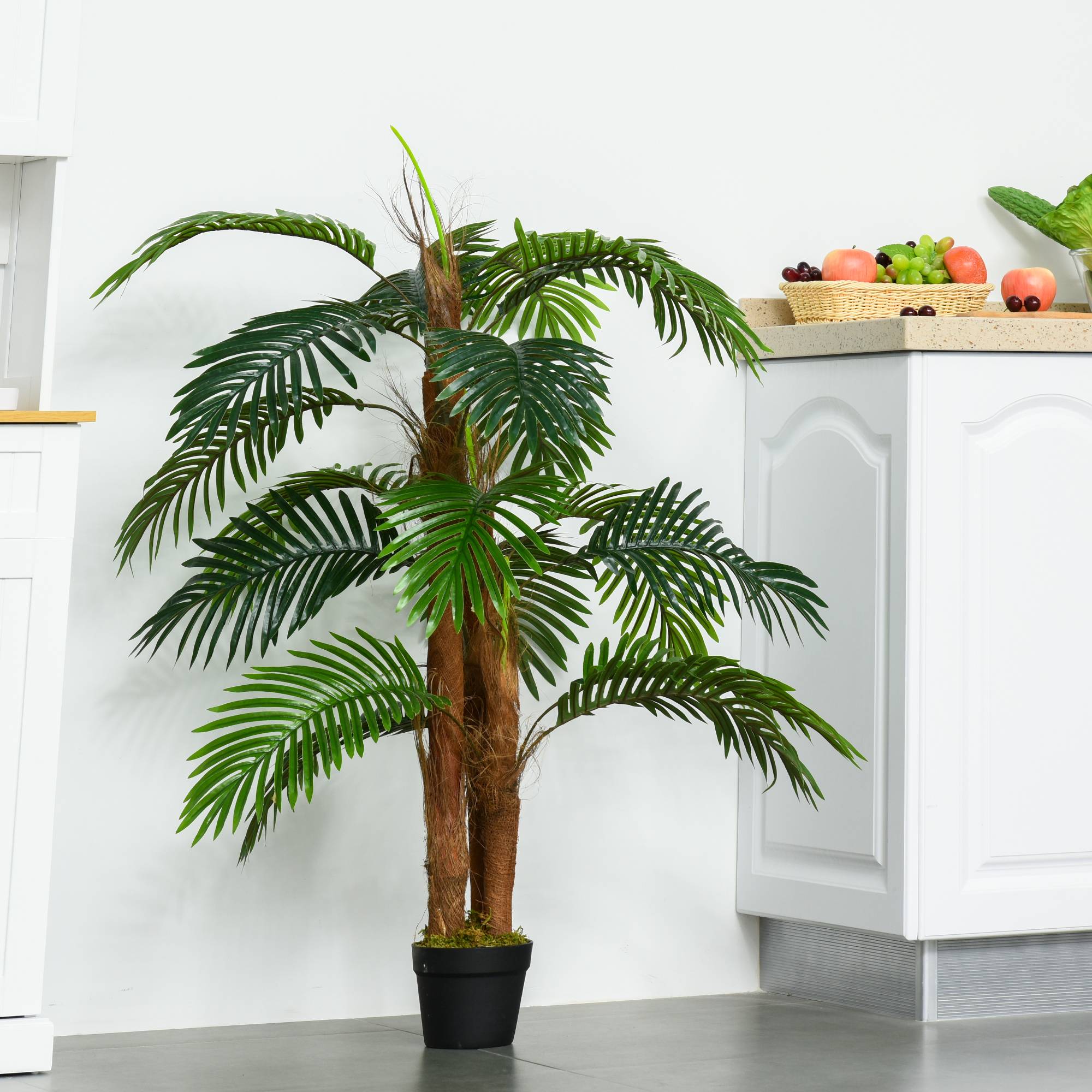 Palmier Artificiel Hauteur 1,2 m Arbre Artificiel Tronc Branches Lichen Feuilles Grand réalisme Pot Inclus - Image 6