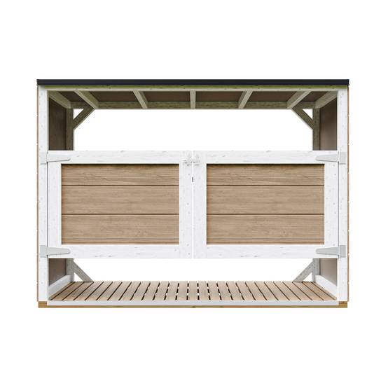 Timbela - Abri de jardin pour poubelles, Cache poubelle extérieur 1,62 m² / 3x240L - Timbela M982A-TERRA BROWN - Image 1