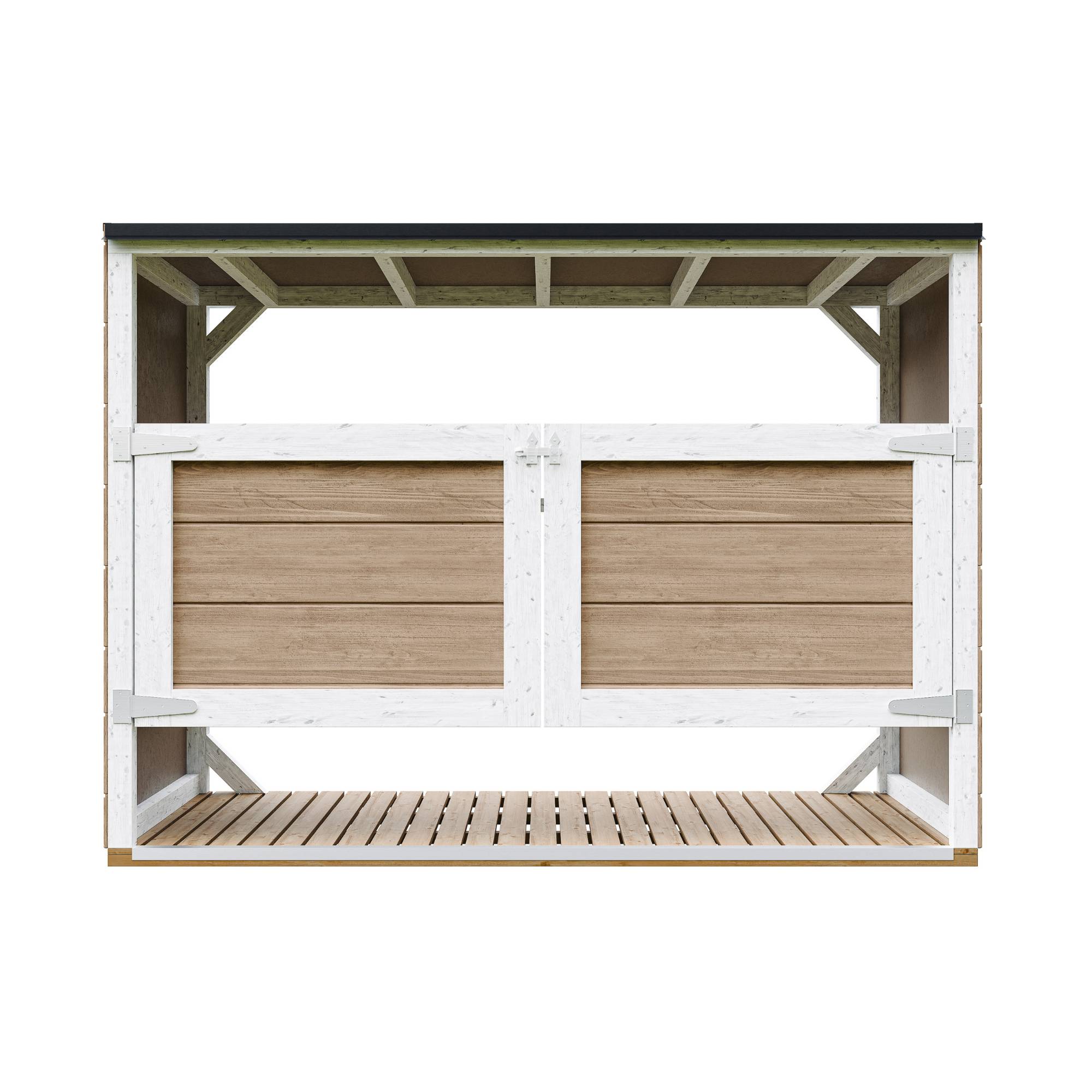 Timbela - Abri de jardin pour poubelles, Cache poubelle extérieur 1,62 m² / 3x240L - Timbela M982A-TERRA BROWN - Image 1