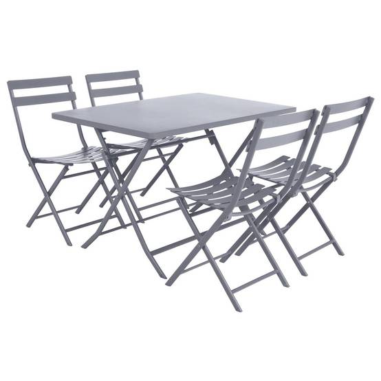 Hesperide - Table de jardin pliante rectangulaire "Greensboro" gris quartz 4 places en acier traité époxy Hespéride - Image 2