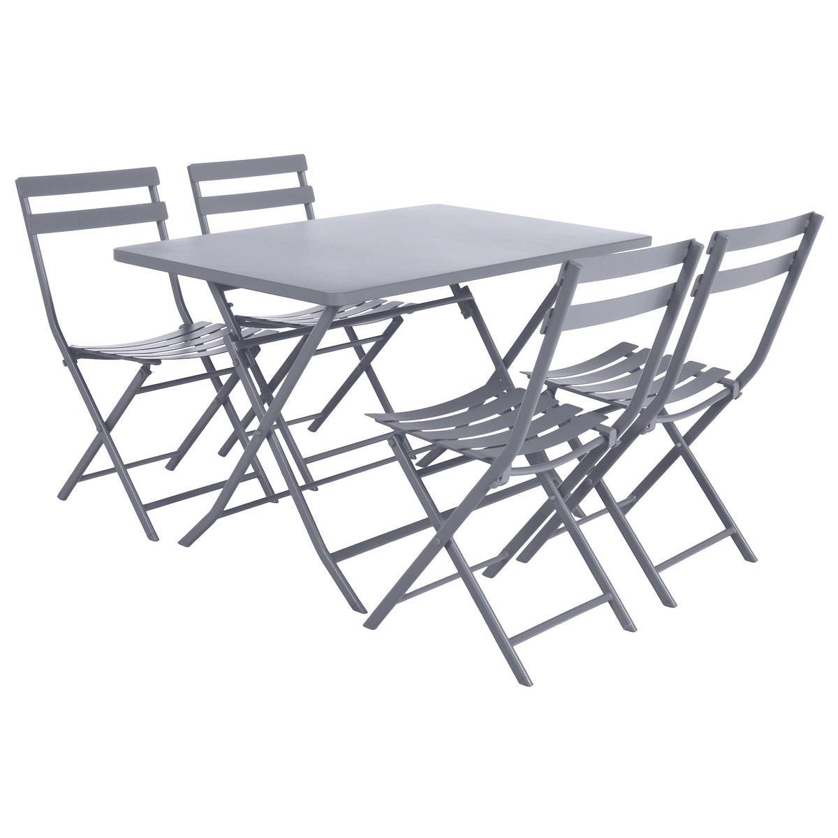Hesperide - Table de jardin pliante rectangulaire "Greensboro" gris quartz 4 places en acier traité époxy Hespéride - Image 2