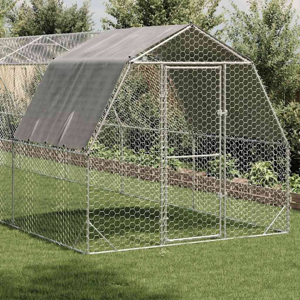 Poulailler acier argent  2,5 x 12 x 2,25 m  - Prolenta premium p3437.7 - Image 1