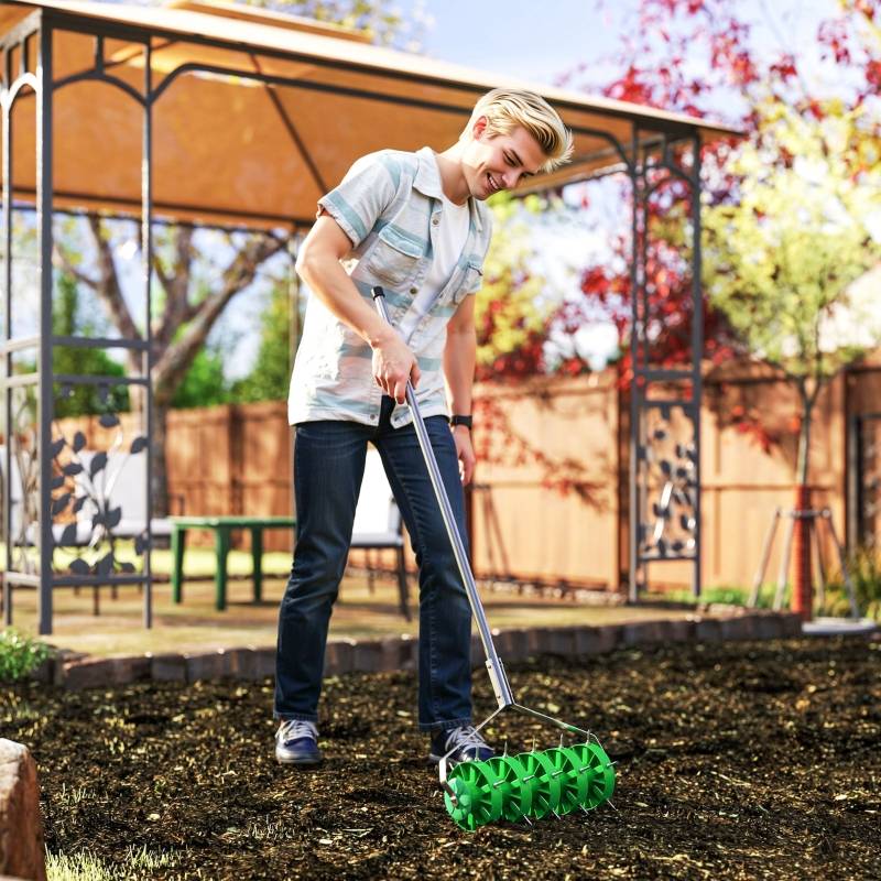 ComfortXL - Aérateur Gazon Rouleau Acier Manuel 30 Pics Aération Sol 45cm Jardin - ComfortXL Outdoor Living - Image 7