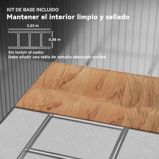Remise de jardin extérieure 4,9 m² 277x195x192 cm porte coulissante ventilation kit fondation marron - Image 8